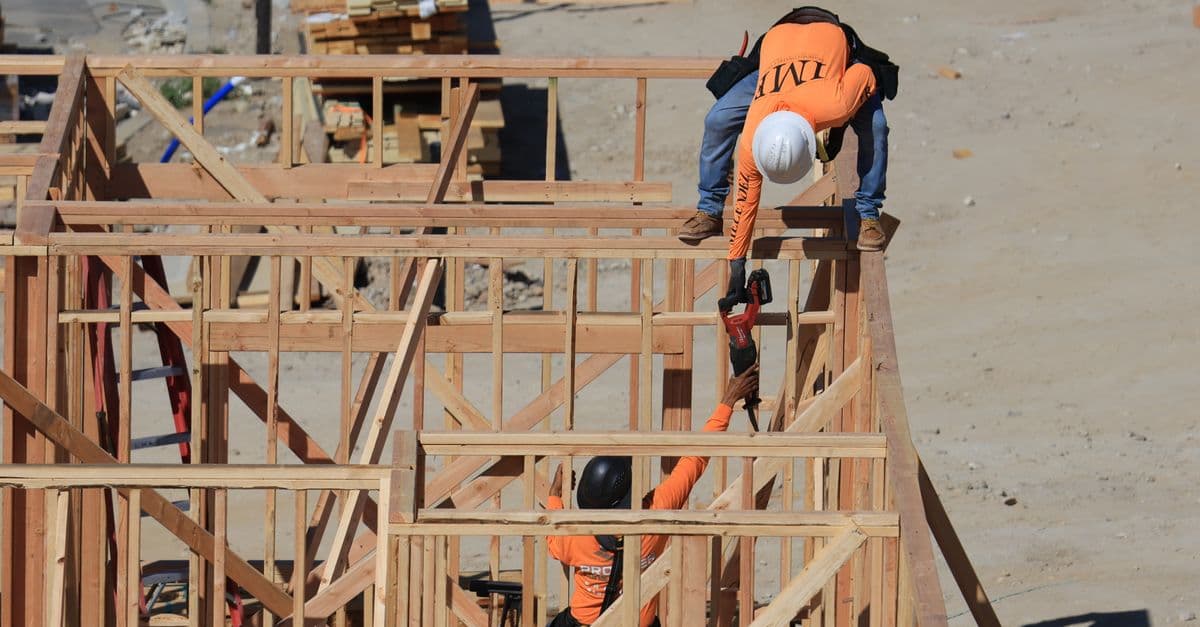 Builders working on a construction site