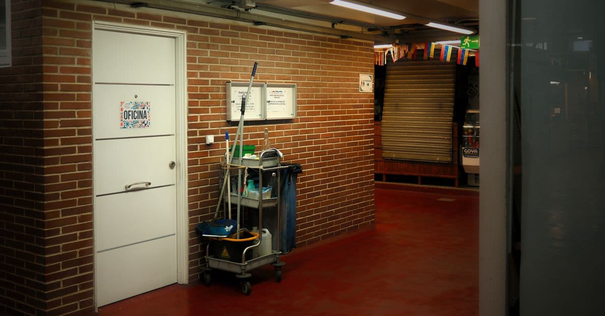 Commercial cleaning equipment in a building