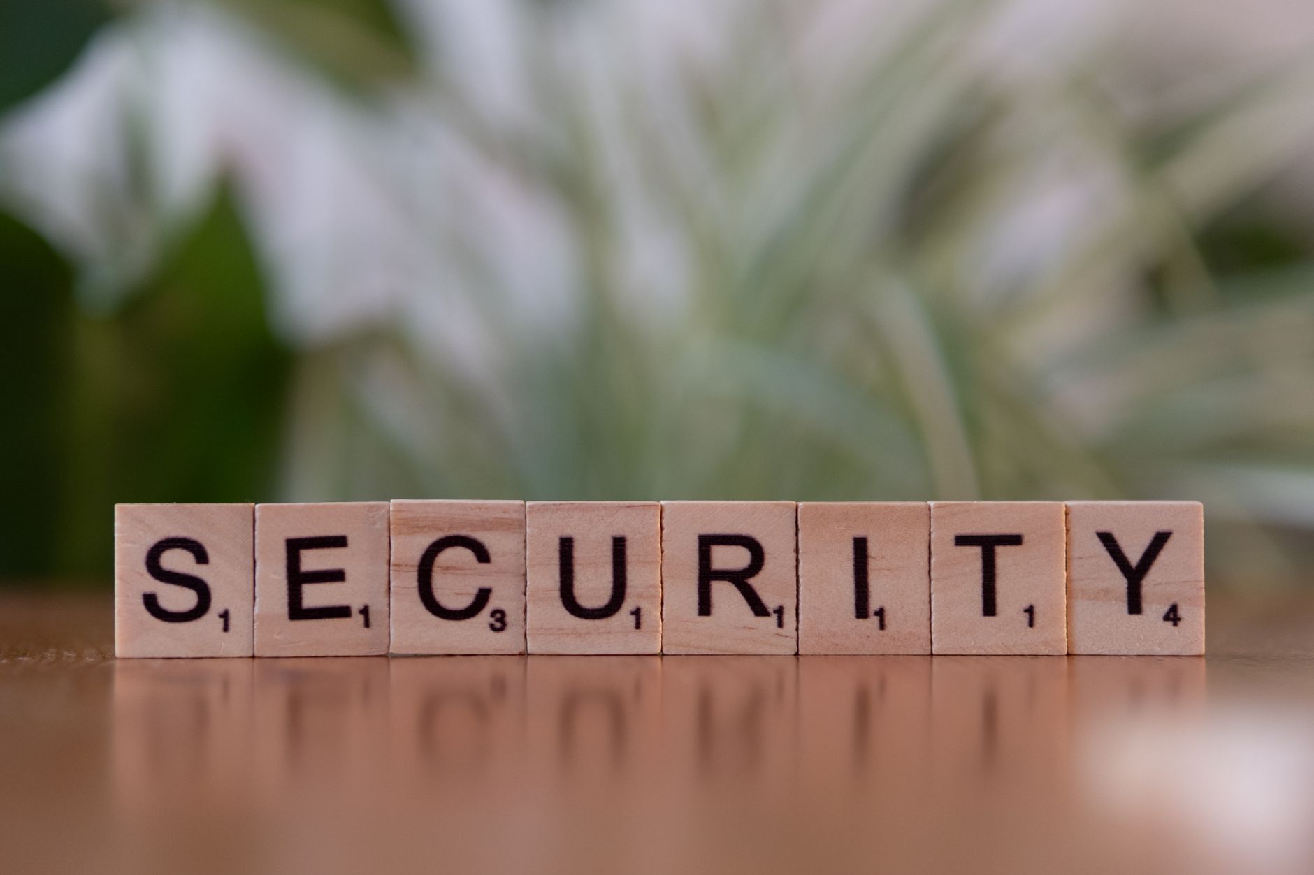 Letter tiles spelling the word security