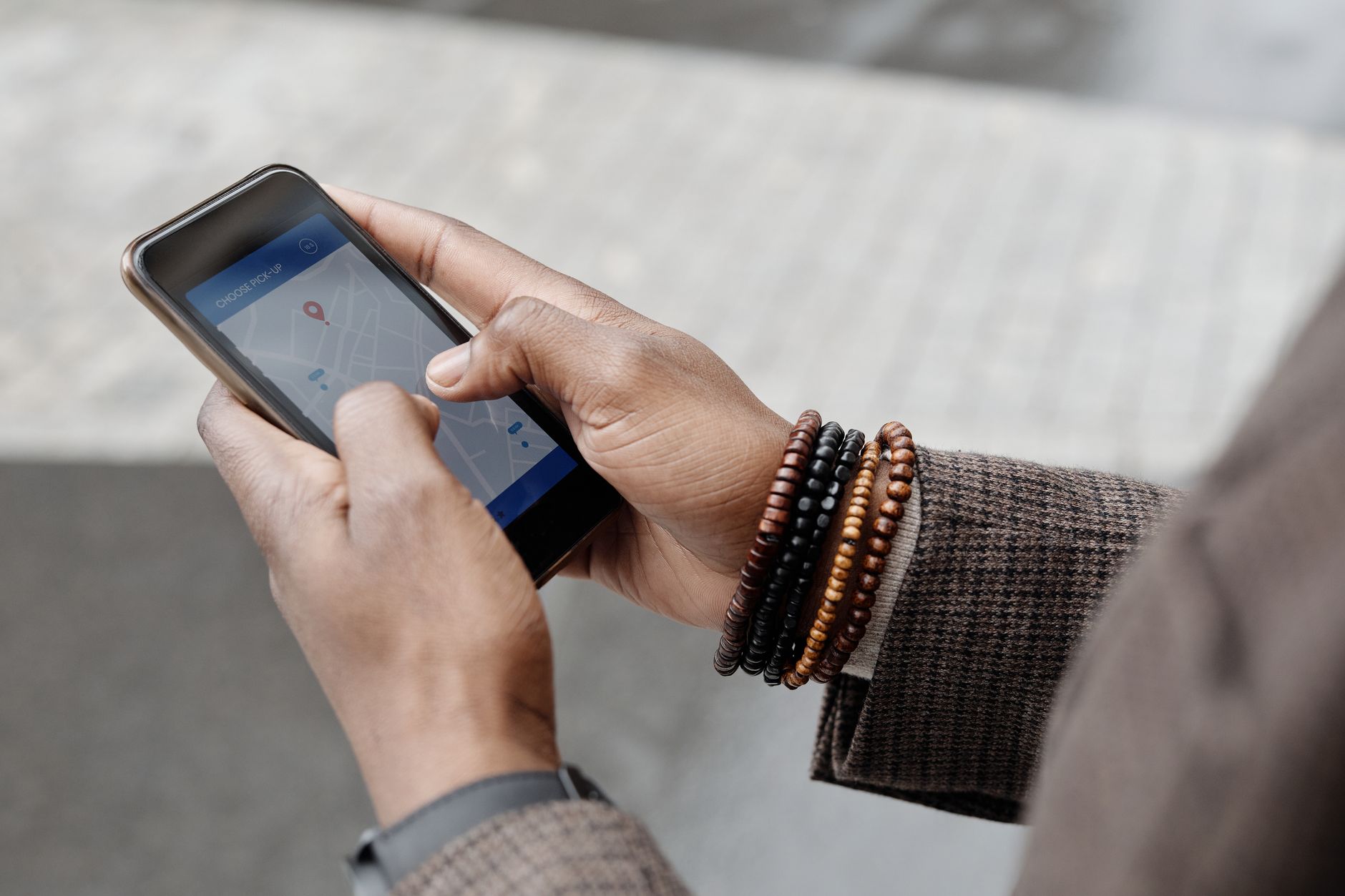 Someone checking a map location on a phone