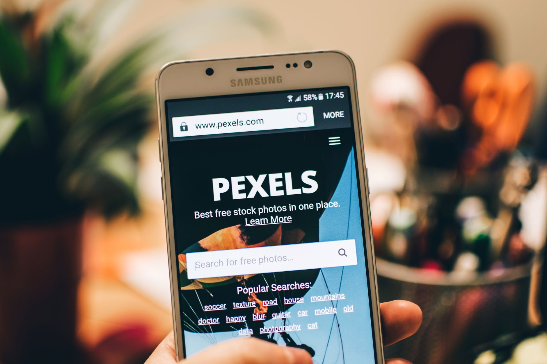 A phone being used to browse a website