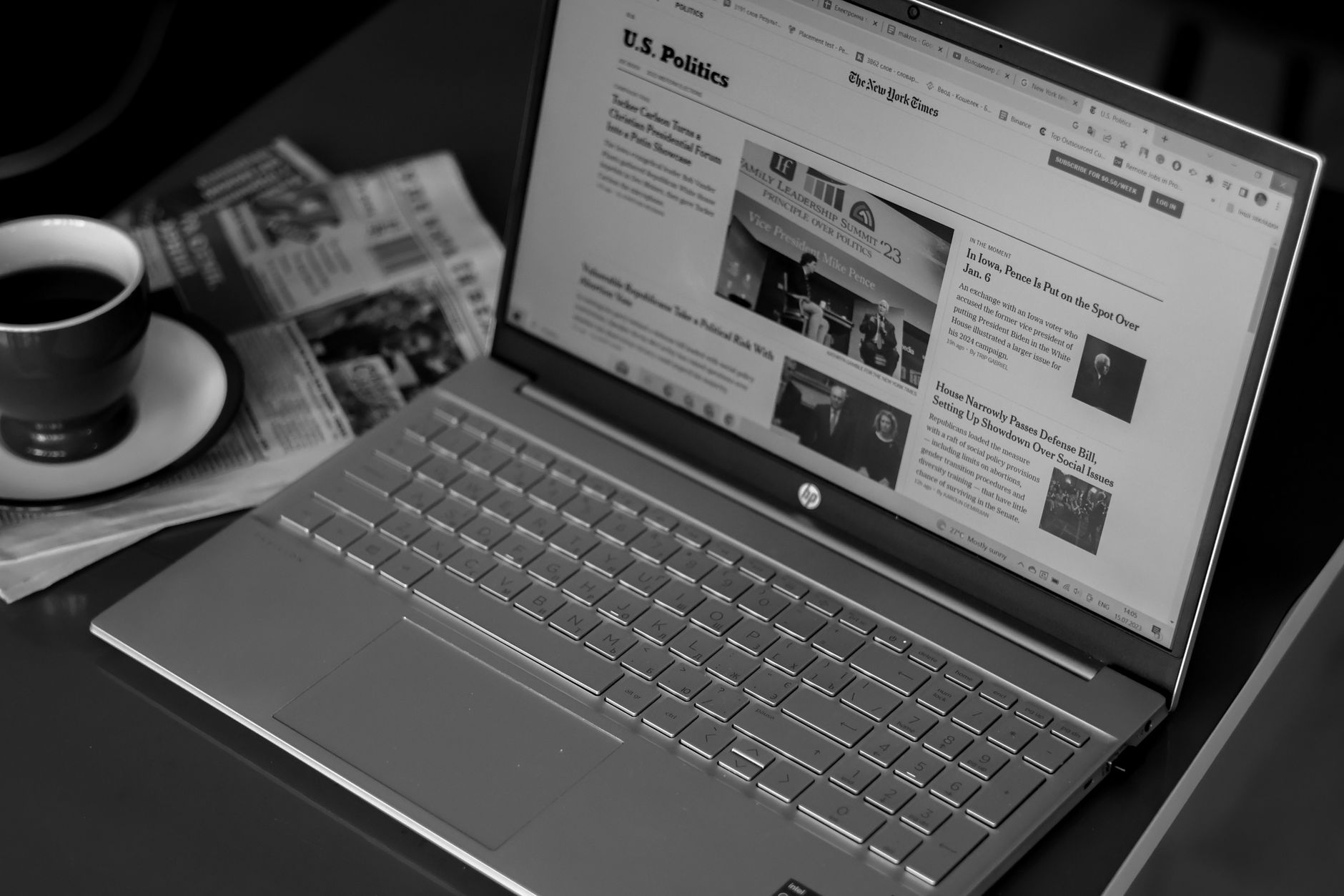 An article being read on a laptop screen
